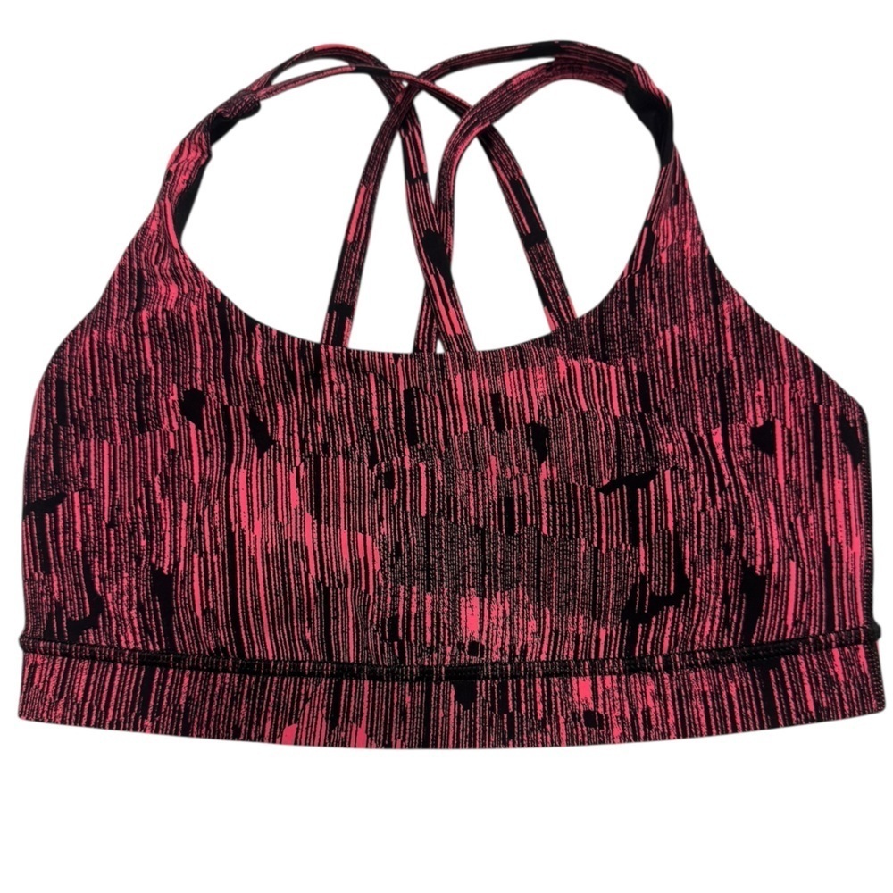 Womens Lululemon Energy Bra ‘Down Pour Electric Coral Black’ Size 6